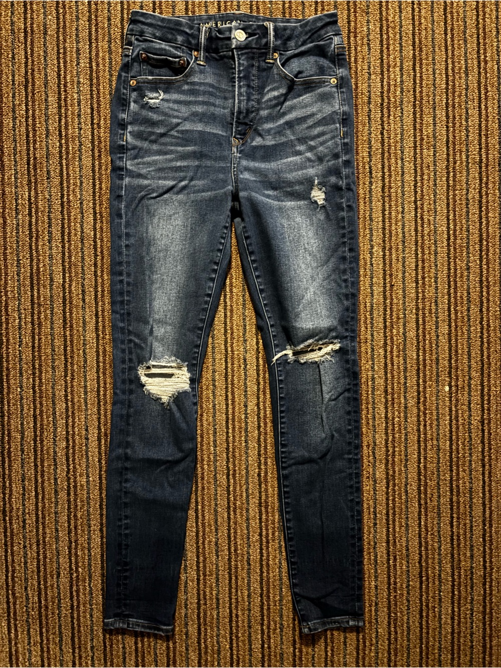 American Eagle Women’s Distressed Skinny Jeans - Dark Blue